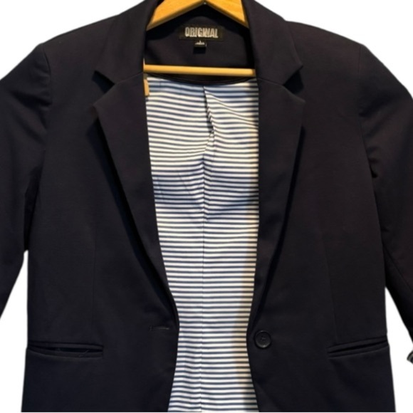 Nicole Miller Original Navy Blazer Size Large Single Button Knit Blazer - Picture 10 of 12
